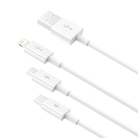 KABEL BASEUS SUPERIOR SERIES 3w1 3.5A USB DO MICRO/USB-C/LIGHTNING 1.5M WHITE