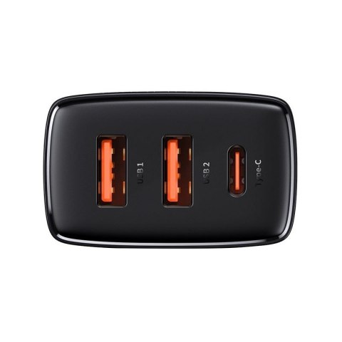 Ładowarka sieciowa BASEUS COMPACT QC 2xUSB/USB-C PD 3A 30W CZARNA/BLACK