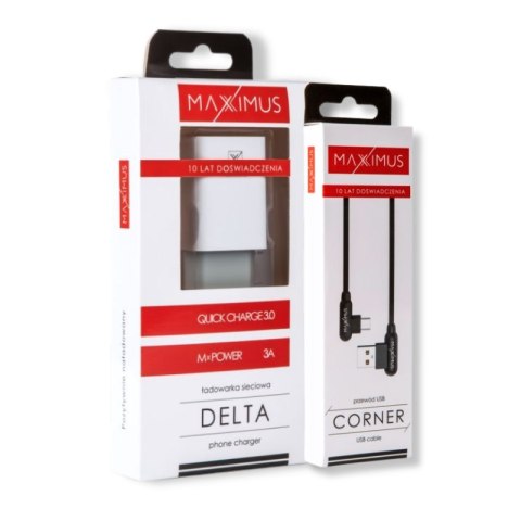 Zestaw ładowarka sieciowa Maxximus Delta 3A + KABEL MX CORNER FAST CHARGE MICRO USB