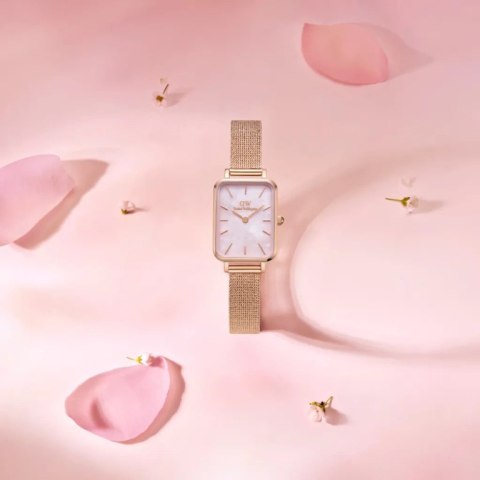 ZEGAREK DAMSKI DANIEL WELLINGTON Quadro Pressed Melrose Pearl 20mm DW00100510 + BOX (zw505o)