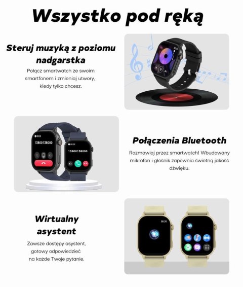 Smartwatch Damski GRAVITY GT15-10 Biały Pasek Silikonowy + Złota Bransoleta