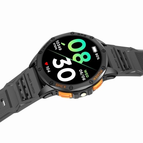 Smartwatch Męski GRAVITY GPS GT24-2 Czarny Pasek Silikonowy + Biały Pasek Silikonowy