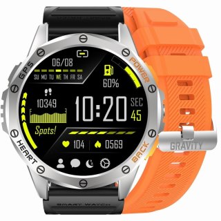 Smartwatch Męski GRAVITY GPS GT24-4 Czarny Pasek Silikonowy + Pomarańczowy Pasek Silikonowy