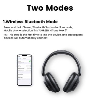 Ugreen słuchawki bezprzewodowe HP202 HiTune Max5 nauszne redukcją szumów ANC