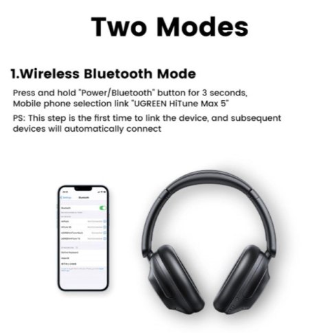Ugreen słuchawki bezprzewodowe HP202 HiTune Max5 nauszne redukcją szumów ANC