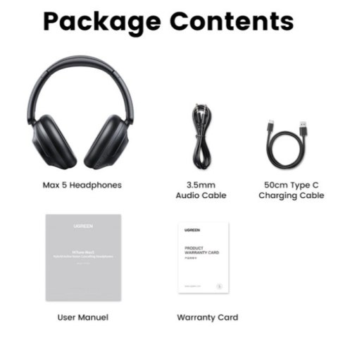 Ugreen słuchawki bezprzewodowe HP202 HiTune Max5 nauszne redukcją szumów ANC