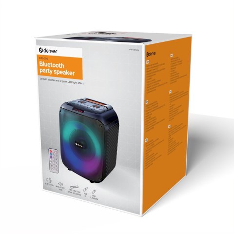 Denver BPS-250 głośnik przenośny / imprezowy Przenośny głośnik stereo Czarny 40 W