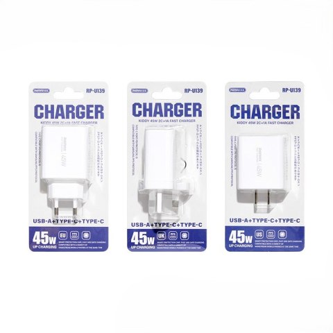 Ładowarka sieciowa KIDDY SERIES 45W RP-U139 2xUSB-C/1xUSB WHITE