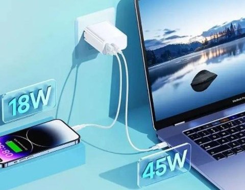 Ładowarka sieciowa KIDDY SERIES 65W RP-U125 USB/USB-C WHITE