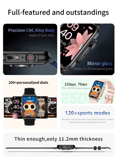 Smartwatch Damski RUBICON RNCF06 Black/Dark Blue SMARUB220