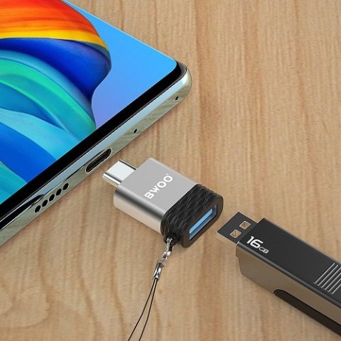BWOO adapter USB - USB-C szary OTG BZ-35