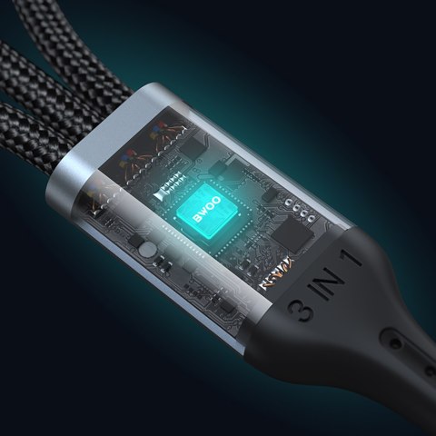 BWOO kabel 3w1 USB - USB-C, Lightning, Micro USB 1m 3A X274 czarny