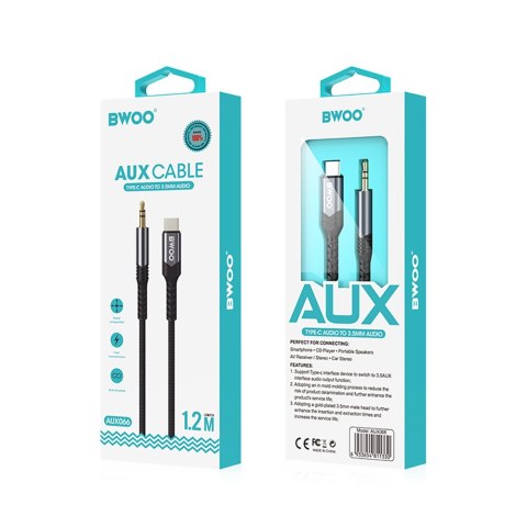 BWOO kabel AUX 3.5mm - USB-C BO-AUX066 czarny