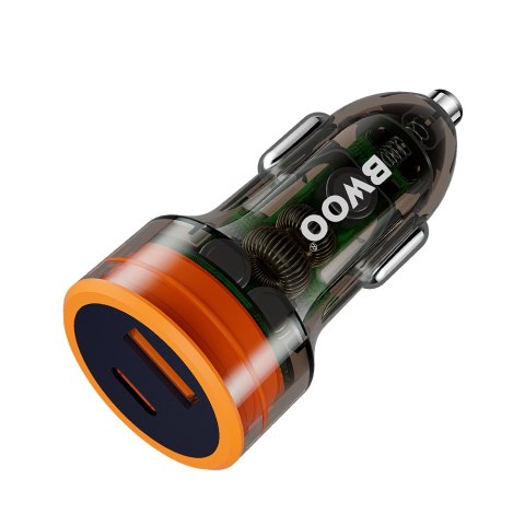 BWOO ładowarka samochodowa PD 1x USB-C 1x USB 38W transparentna