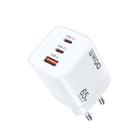 BWOO ładowarka sieciowa PD CDA147 2x USB-C 1x USB 65W czarna