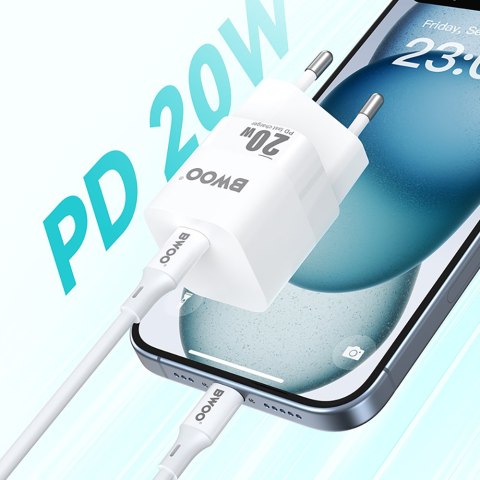 BWOO ładowarka sieciowa PD CDA155 USB-C 20W biała