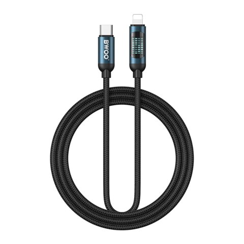 BWOO kabel Pleciony USB-C - Lightning 1m 27W z animowanym podświetleniem czarn