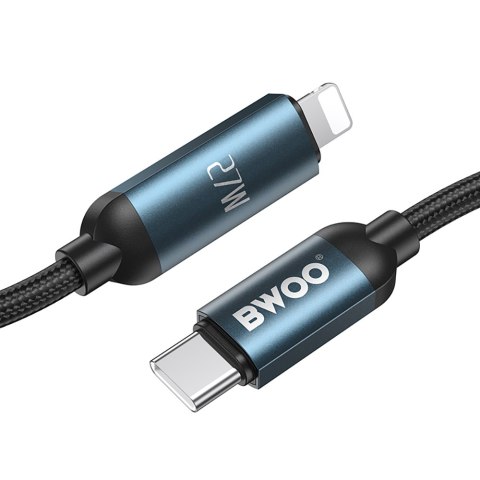 BWOO kabel Pleciony USB-C - Lightning 1m 27W z animowanym podświetleniem czarn
