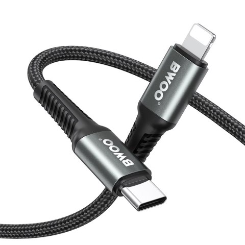 BWOO kabel Pleciony USB-C - Lightning 2m 30W czarny