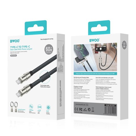 BWOO kabel Smycz USB-C - USB-C 1,2m 60W zawieszka