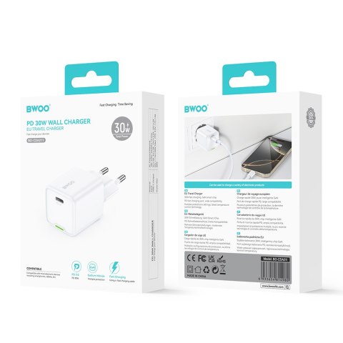 BWOO ładowarka sieciowa PD GaN USB-C 30W biała