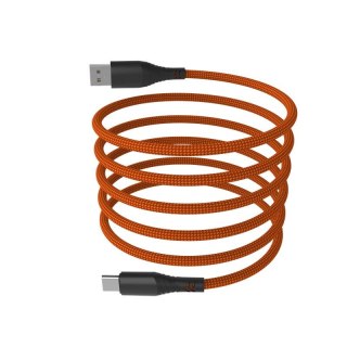 Kabel Hammer USB-A - USB-C 3A 65W 1m (482Mbp/s), ORANGE / POMARAŃCZOWY