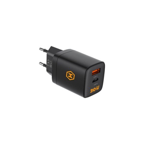 Ładowarka sieć Hammer RapidCharge Duo 30W GaN USB-A+C, BLACK / CZARNY