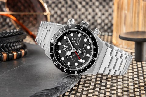 Zegarek Męski TIMEX Q Timex 3-Time Zone Chronograph TW2V69800 + BOX