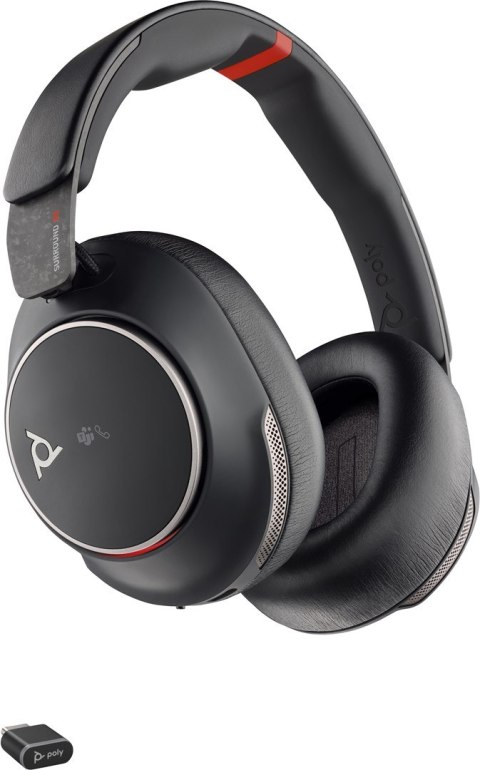 POLY Zestaw słuchawkowy Voyager Surround 85 UC z certyfikatem Microsoft Teams USB-C + przejściówka USB-C/A + podstawka ładująca