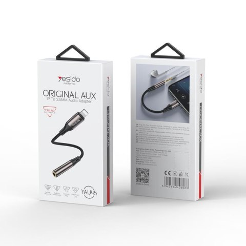 Yesido Kabel Audio YAU45 Lightning-3.5mm Aux Female, 30cm, BLACK / CZARNY