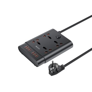 Yesido MC08 Przedłużacz 10w1 (EU) 2650W 6xUSB-A, BLACK / CZARNY