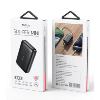 Yesido Powerbank YP52 10 000 mAh 22.5W USB-A + USB-C PD20W, BLACK / CZARNY