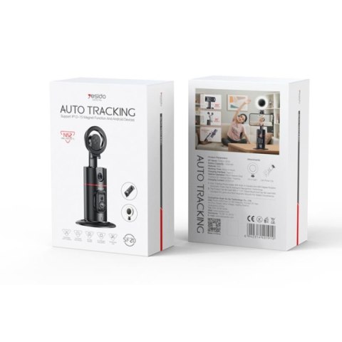 Yesido SF20 magnetyczny Gimbal Face Tracking AI 360° 1200mAh, BLACK / CZARNY