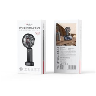 Yesido Składany Ręczny Wentylator YF10 4000mAh (Mini Wiatrak), BLACK / CZARNY