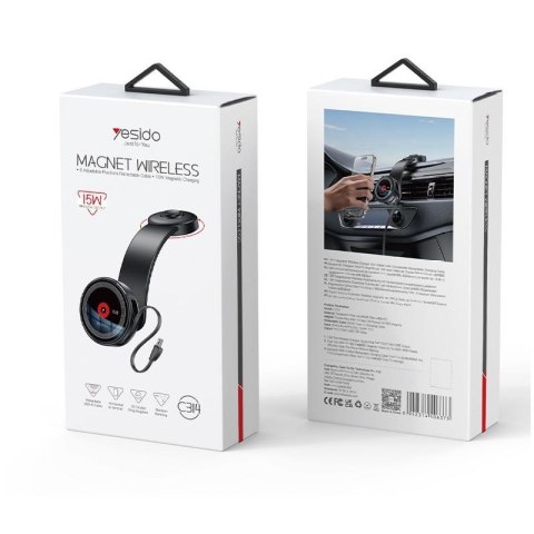 Yesido magnetyczny Uchwyt Samochodowy C314 Wireless 15W, MagSafe, BLACK / CZARNY
