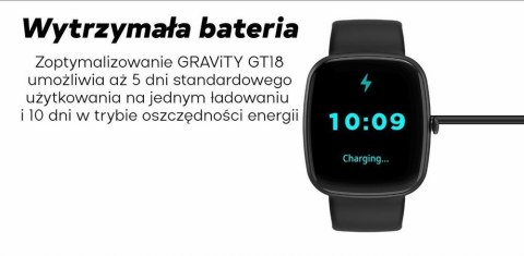 Smartwatch Damski GRAVITY GT18-2 Różowy Pasek Silikonowy + Biały Pasek