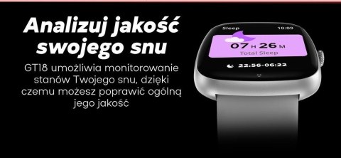 Smartwatch Damski GRAVITY GT18-5 Czarny Pasek Silikonowy + Szary Pasek