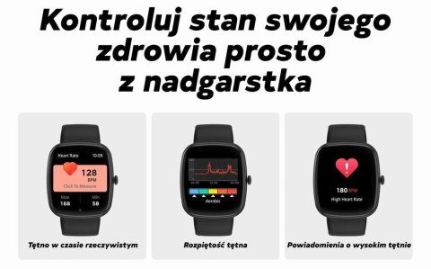 Smartwatch Damski GRAVITY GT18-5 Czarny Pasek Silikonowy + Szary Pasek