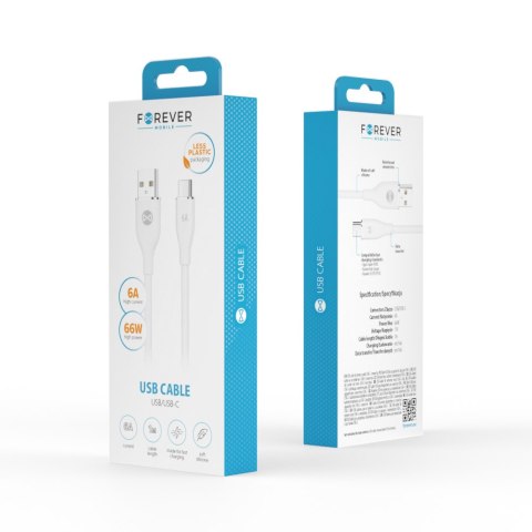 Forever kabel USB - USB-C 1,0 m 6A biały