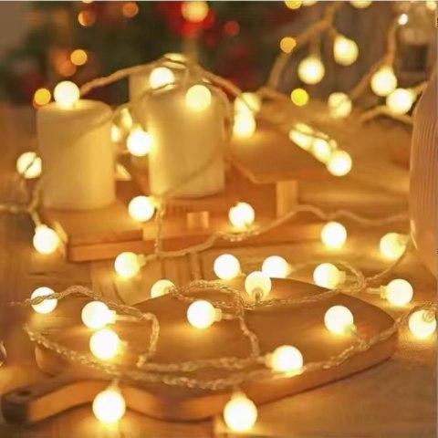 Girlanda 3m (20 lampek LED) USB Kulki, WARM WHITE / CIEPŁY BIAŁY