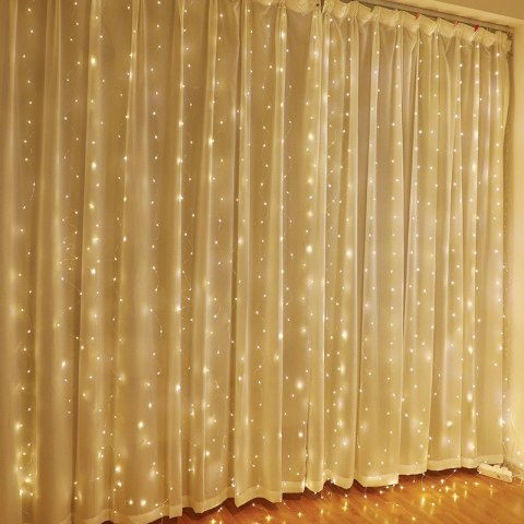 Kurtyna Ledowa (300 lampek LED) 3m x 3m WARM WHITE / CIEPŁY BIAŁY