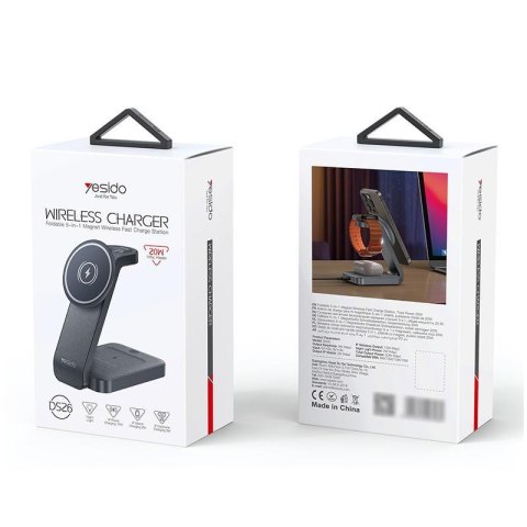 Yesido ładowarka indukcyjna DS26 15W LED 4w1 BLACK / CZARNY