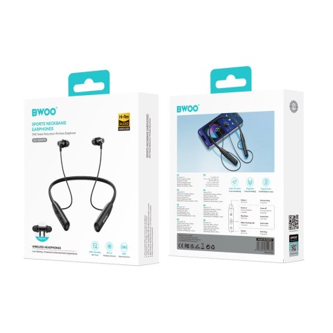 BWOO Bezprzewodowe słuchawki na szyję BW870 Bluetooth 5.3 czarne