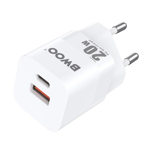 BWOO ładowarka sieciowa PD CDA156 2x USB-C 1x USB 20W biała