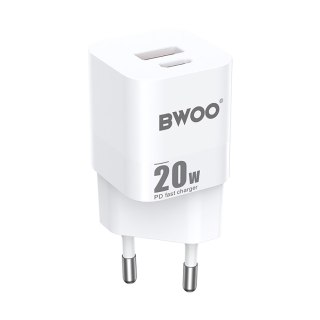 BWOO ładowarka sieciowa PD CDA156 2x USB-C 1x USB 20W biała