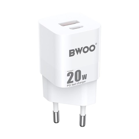 BWOO ładowarka sieciowa PD CDA156 2x USB-C 1x USB 20W biała