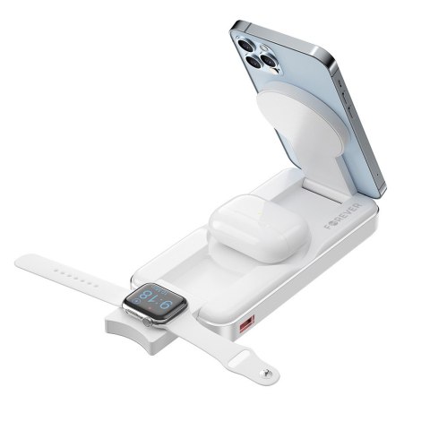 Forever powerbank bezprzewodowy 3w1 MATB-300 10000 mAh biały