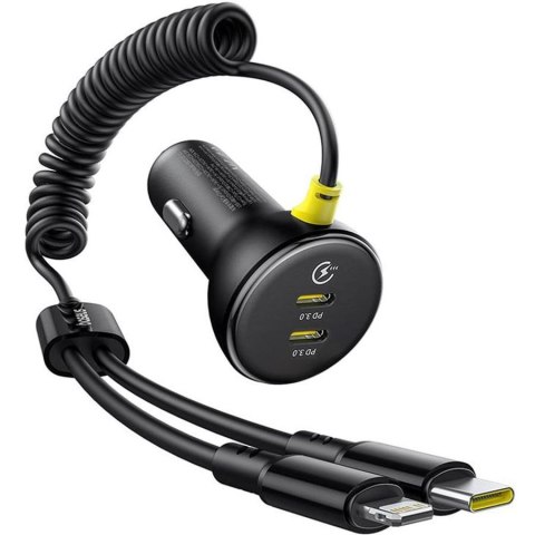 Ładowarka samochodowa BASEUS CIRCULAR PD 1xUSB-C 1xUSB-C 60W + KABEL USB-C/LIGHTNING