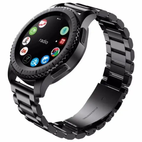 Pasek ze stali nierdzewnej do zegarka / smartwatch 22mm, BLACK / CZARNY