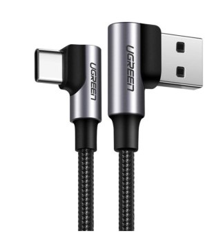 Ugreen kątowy kabel US176 USB/USB-C QC 3.0 3A 1m - szary